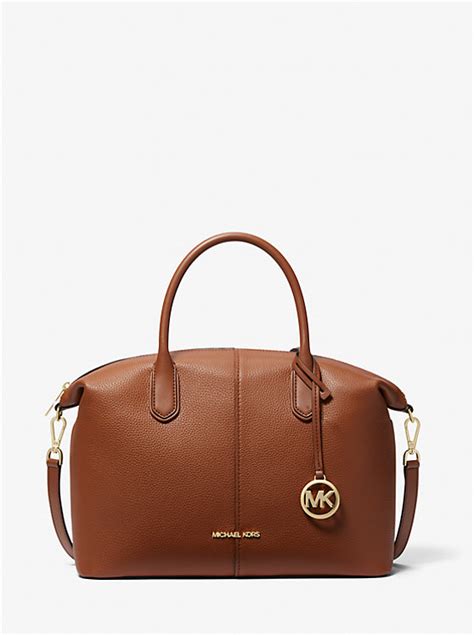 michael kors large satchel camo|Hyde Large Pebbled Leather Satchel .